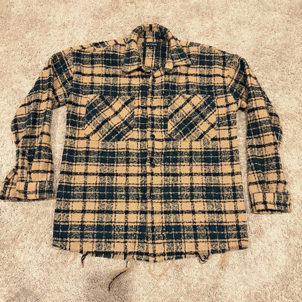 PacSun Flannel Plaid Overshirt Button Front Shirt Shacket Mens Size Small